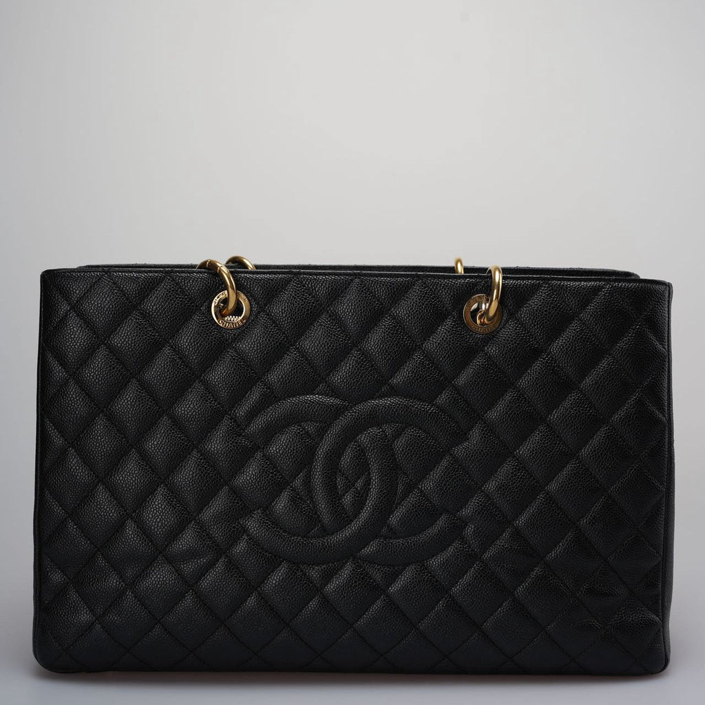 Chanel Large Grand Shopping Tote black GST Bag in Caviar Leather with Gold Hardware