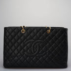Chanel Large Grand Shopping Tote black GST Bag in Caviar Leather with Gold Hardware