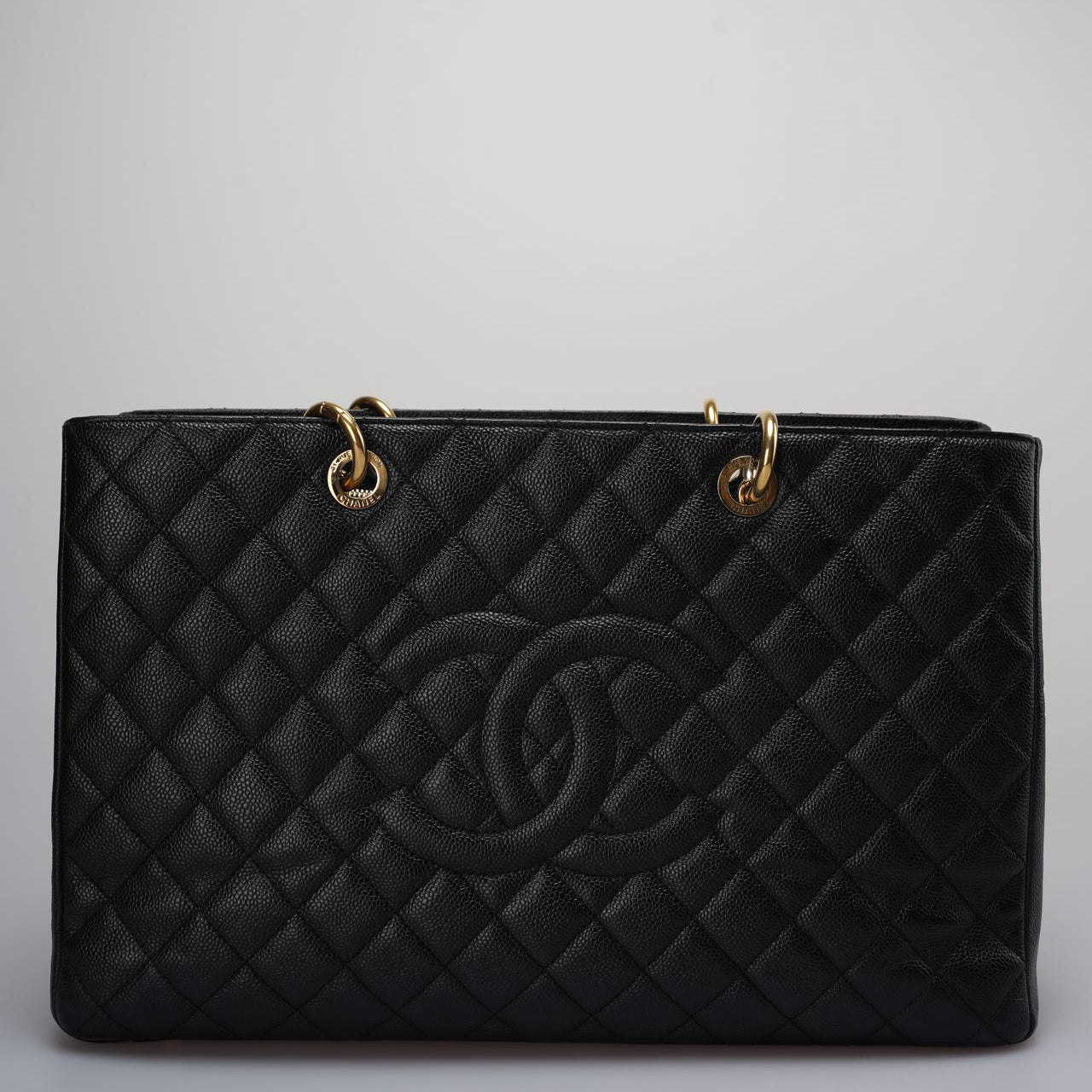 Chanel Large Grand Shopping Tote black GST Bag in Caviar Leather with Gold Hardware