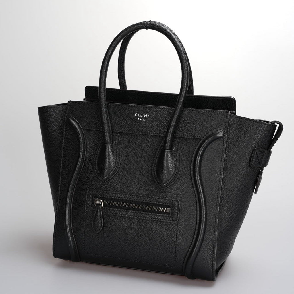 CELINE Micro Luggage Leather Handbag in Black