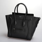CELINE Micro Luggage Leather Handbag in Black
