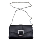 Crossbody Designer By Michael Kors In Black & Silver, Size:Small