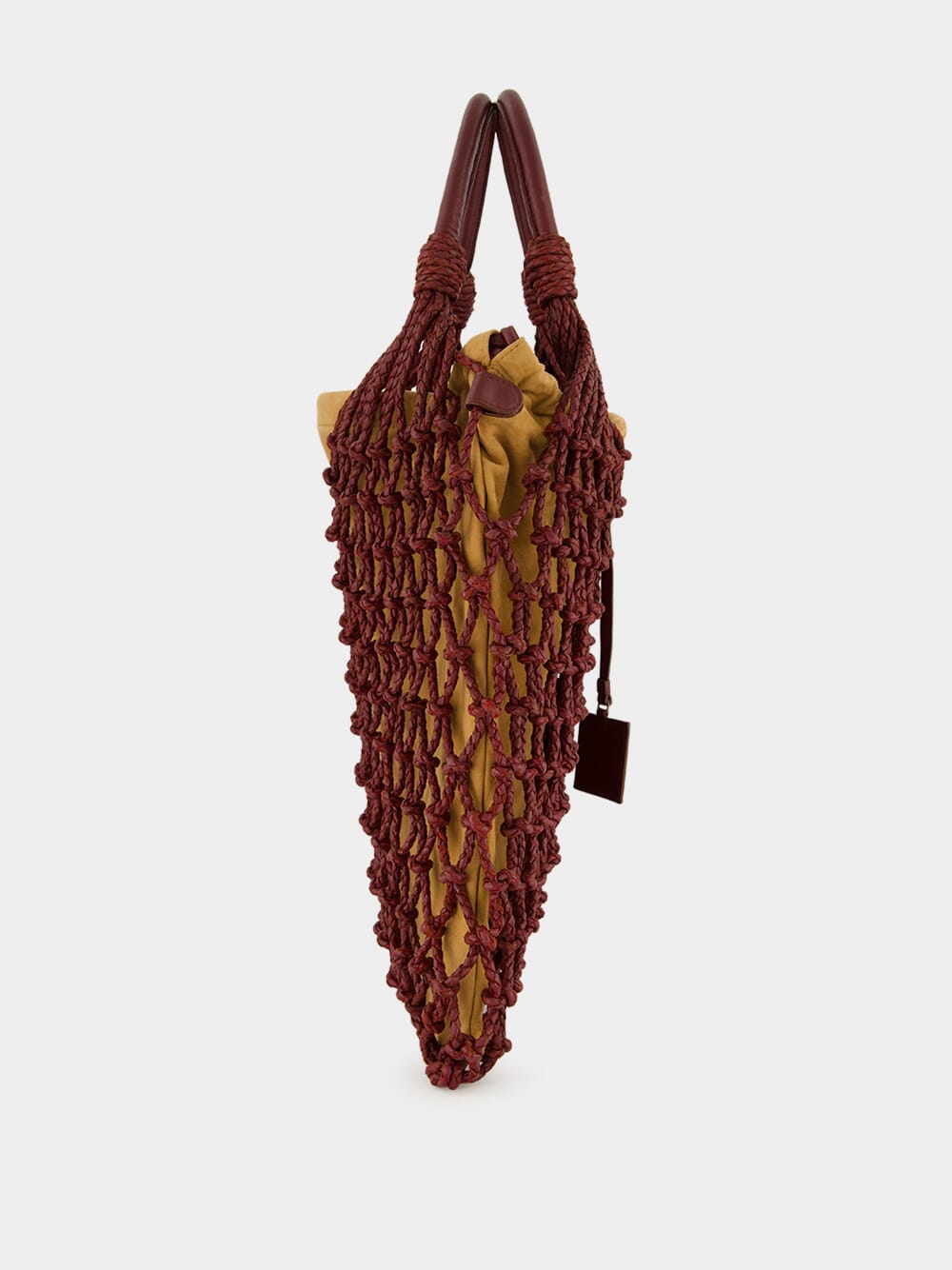 Big Marble Coffee Bean Leather Macramé Maxi Purse