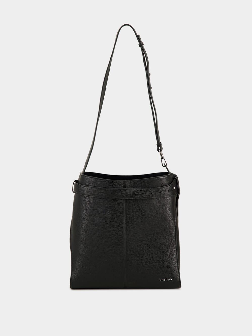 Black Medium Belted Hobo Bag