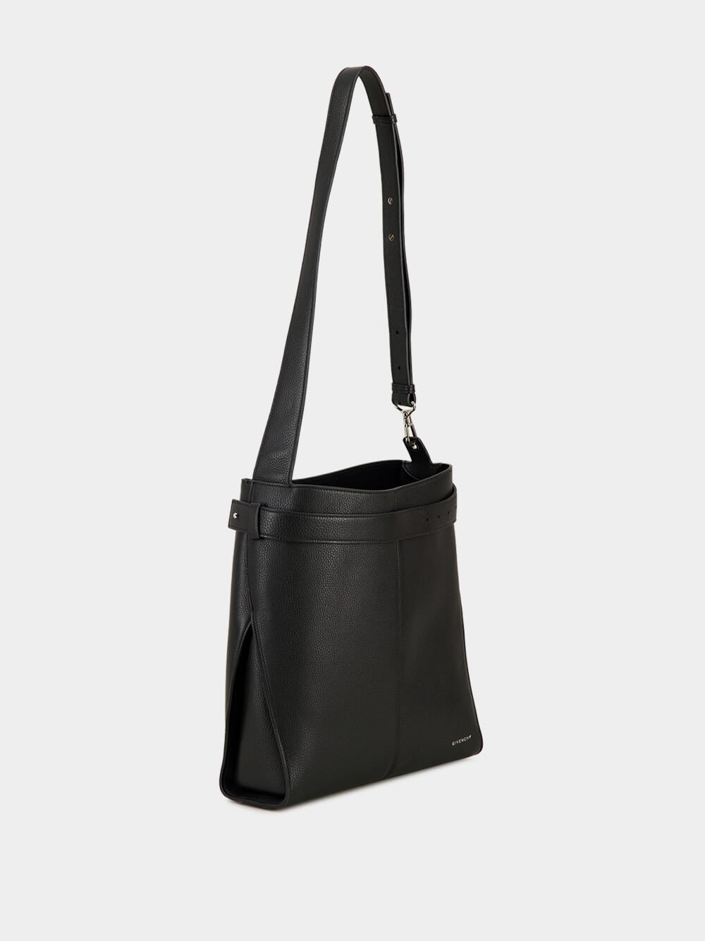 Black Medium Belted Hobo Bag