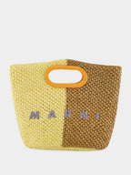 Yellow and Brown Paper Raffia Seaside Bag