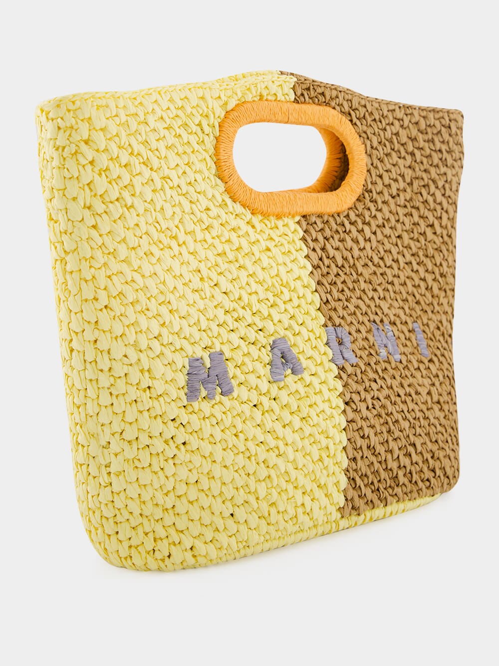 Yellow and Brown Paper Raffia Seaside Bag