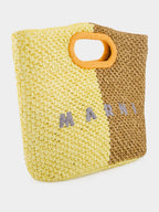 Yellow and Brown Paper Raffia Seaside Bag
