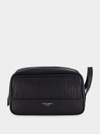 Black Woven Calfskin Leather Necessaire