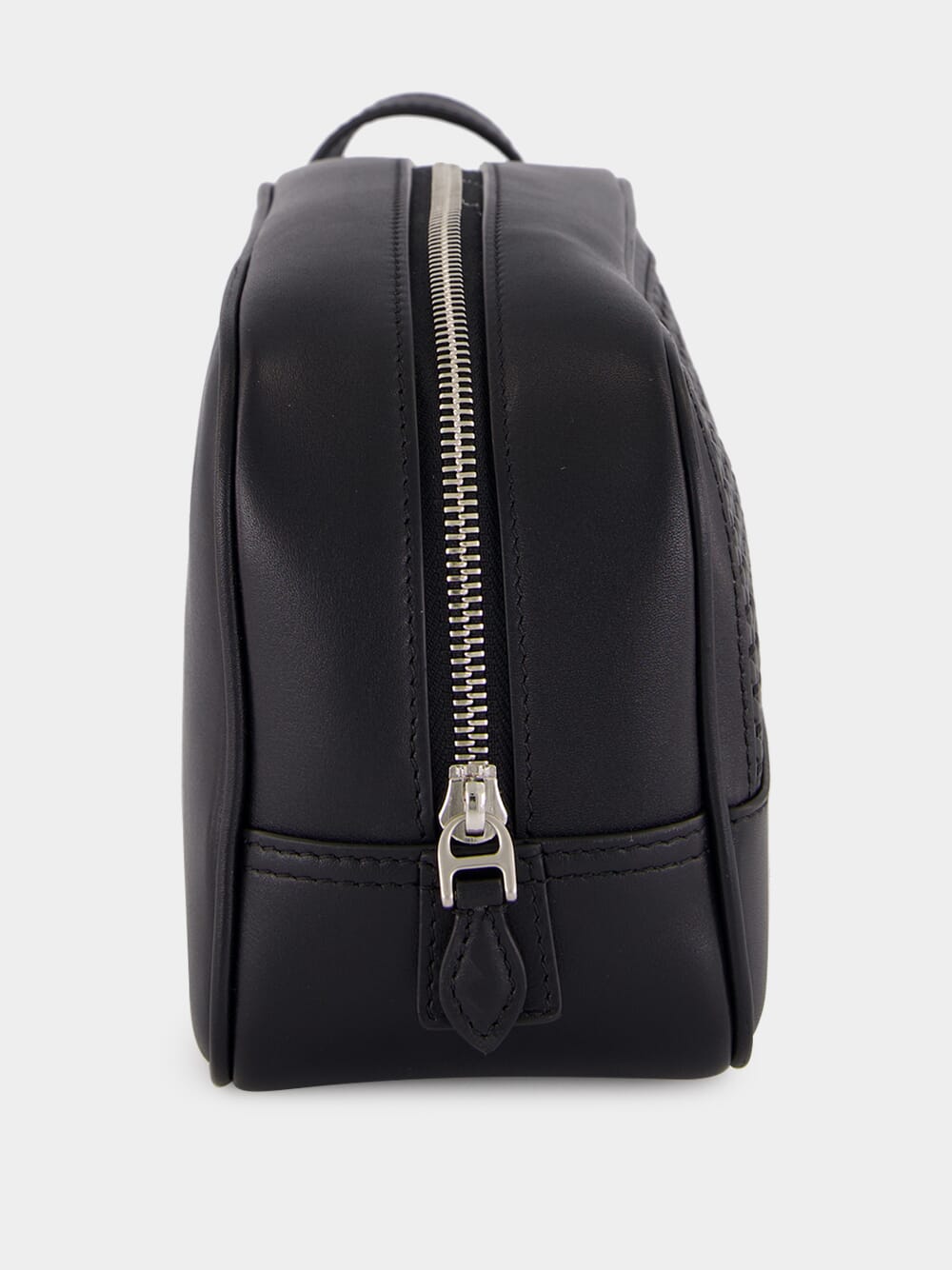 Black Woven Calfskin Leather Necessaire