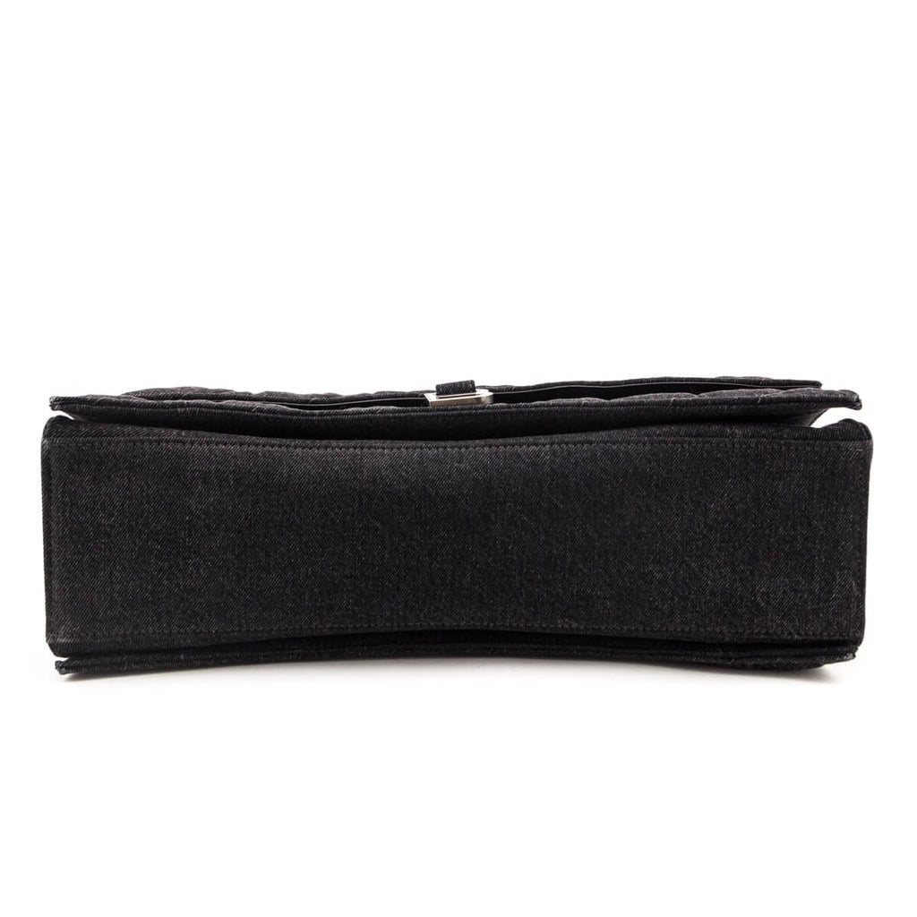 Balenciaga Black Washed Denim Quilted Large Crush Chain Bag