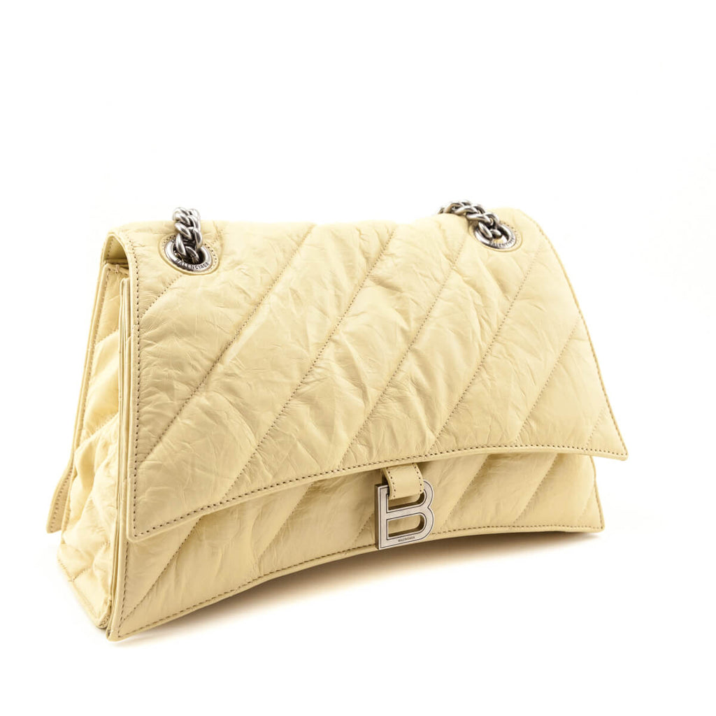 Balenciaga Butter Yellow Crushed Calfskin Quilted Medium Crush Chain Bag