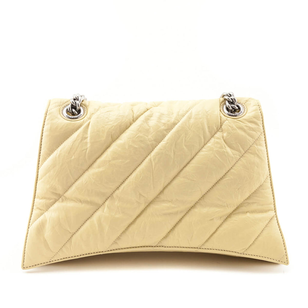 Balenciaga Butter Yellow Crushed Calfskin Quilted Medium Crush Chain Bag