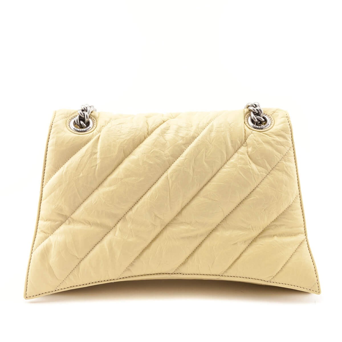 Balenciaga Butter Yellow Crushed Calfskin Quilted Medium Crush Chain Bag