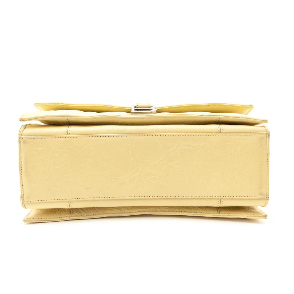 Balenciaga Butter Yellow Crushed Calfskin Quilted Medium Crush Chain Bag