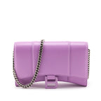 Balenciaga Lilac Calfskin Hourglass Wallet On Chain