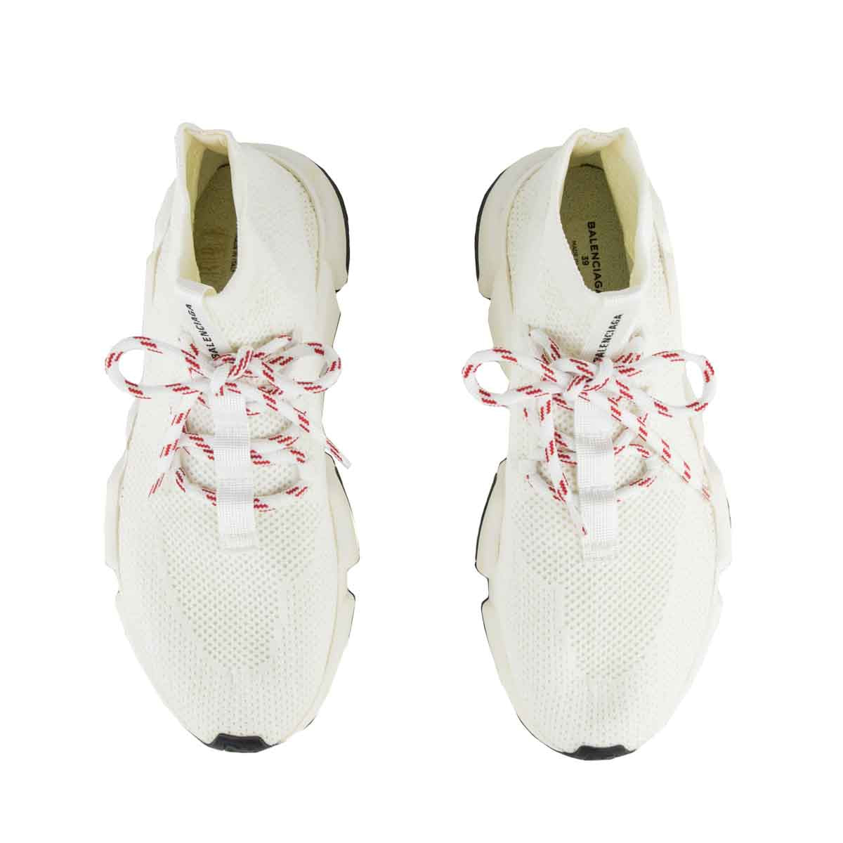 Balenciaga White Lace Up Speed Trainer Sock Sneakers Size US 9 | EU 39