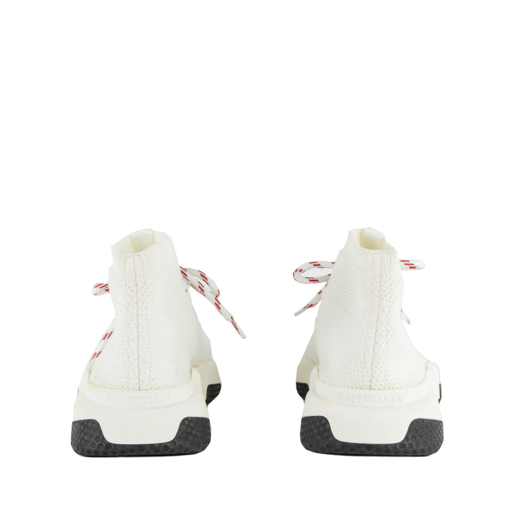 Balenciaga White Lace Up Speed Trainer Sock Sneakers Size US 9 | EU 39