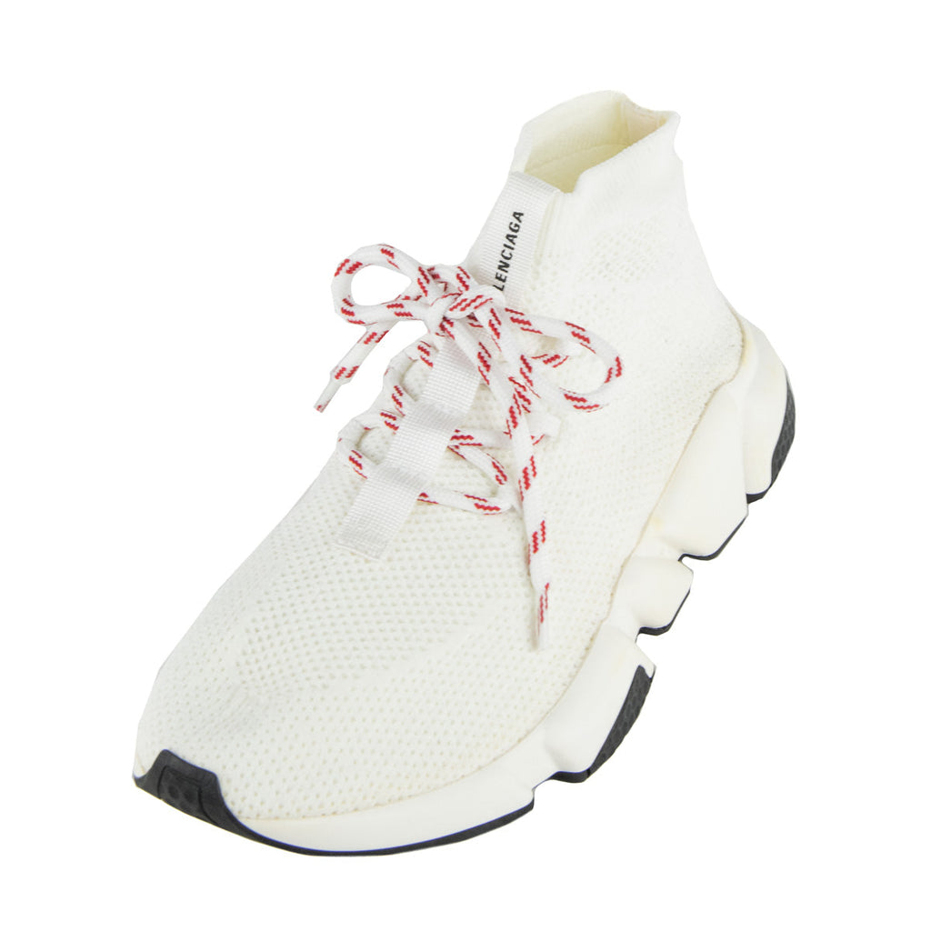 Balenciaga White Lace Up Speed Trainer Sock Sneakers Size US 9 | EU 39