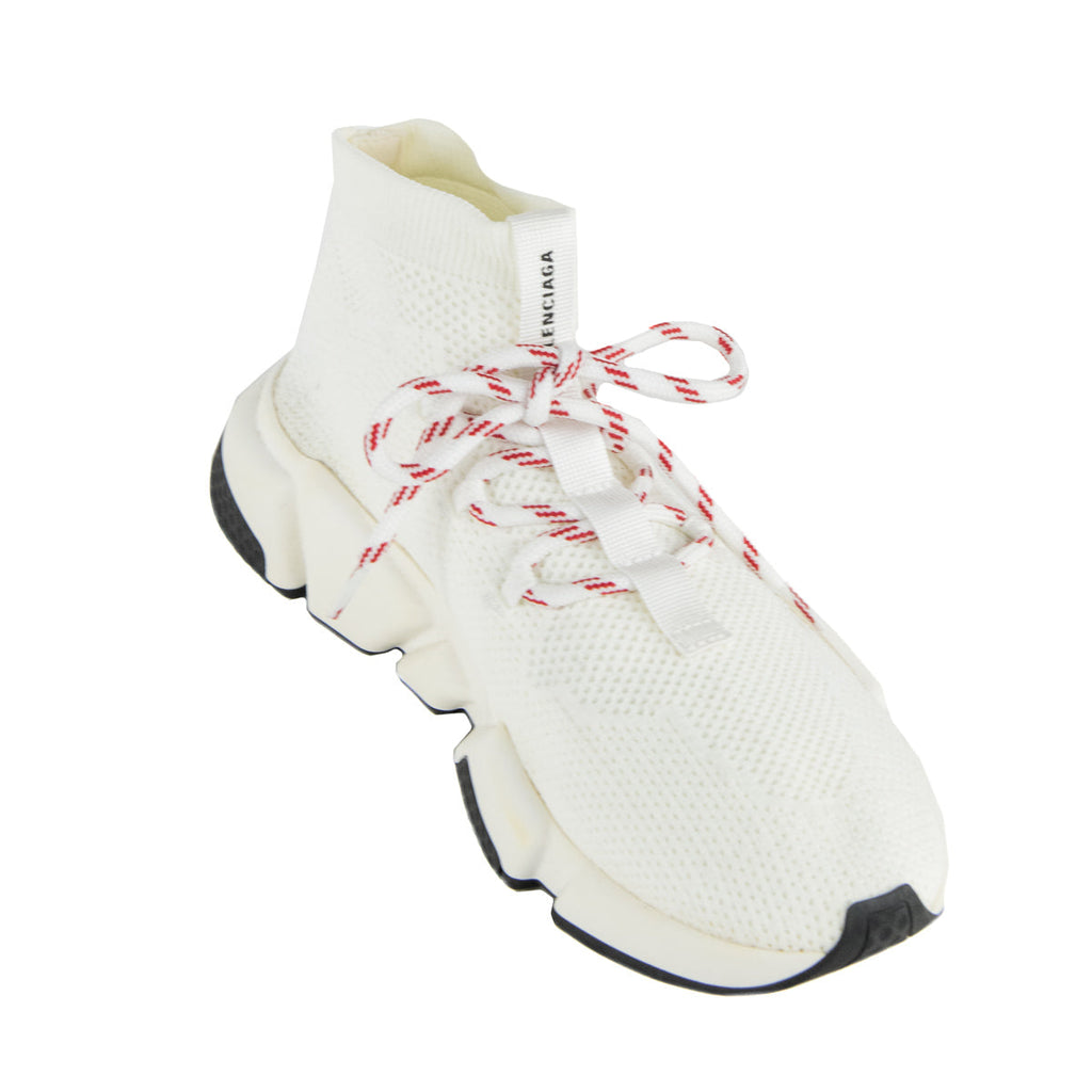 Balenciaga White Lace Up Speed Trainer Sock Sneakers Size US 9 | EU 39