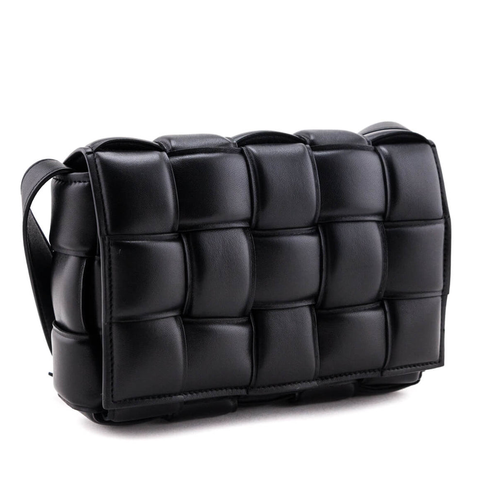 Bottega Veneta Black Lambskin Maxi Intreccio Padded Cassette Crossbody