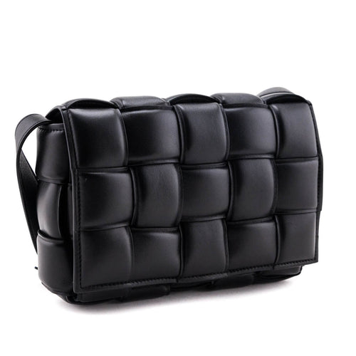 Bottega Veneta Black Lambskin Maxi Intreccio Padded Cassette Crossbody