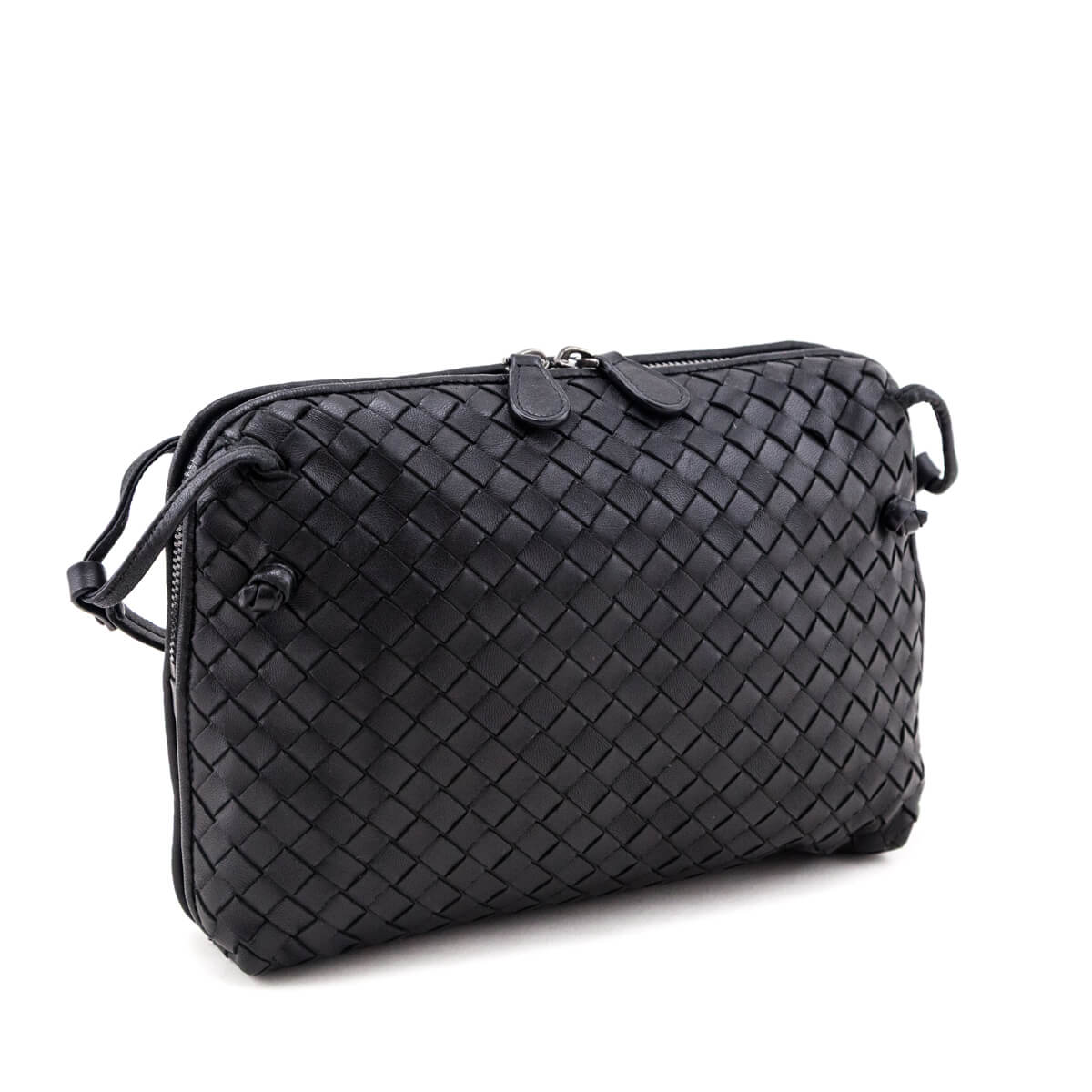 Bottega Veneta Black Nappa Intrecciato Nodini Crossbody Messenger