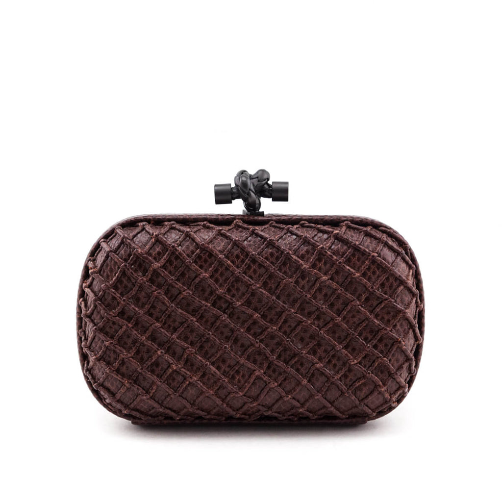 Bottega Veneta Burgundy Karung Intrecciato Knot Clutch