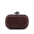 Bottega Veneta Burgundy Karung Intrecciato Knot Clutch