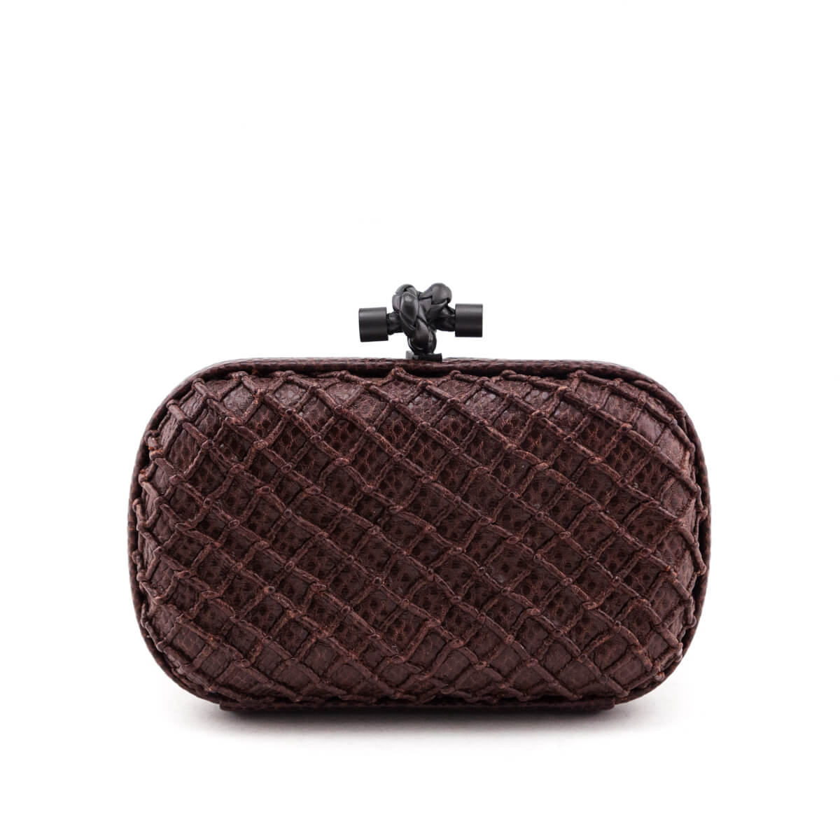 Bottega Veneta Burgundy Karung Intrecciato Knot Clutch