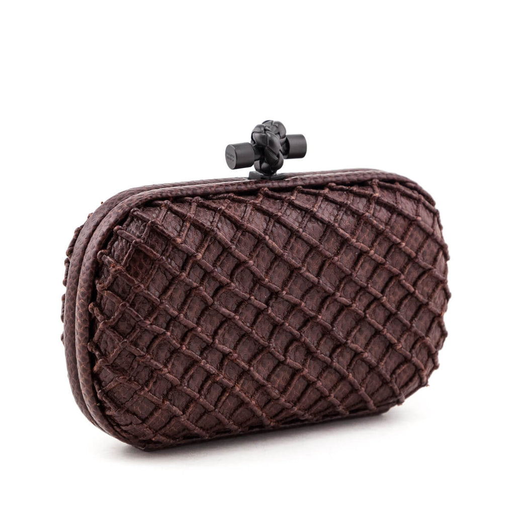 Bottega Veneta Burgundy Karung Intrecciato Knot Clutch