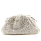 Bottega Veneta White Chalk Boucle Curly Raffia The Mini Pouch