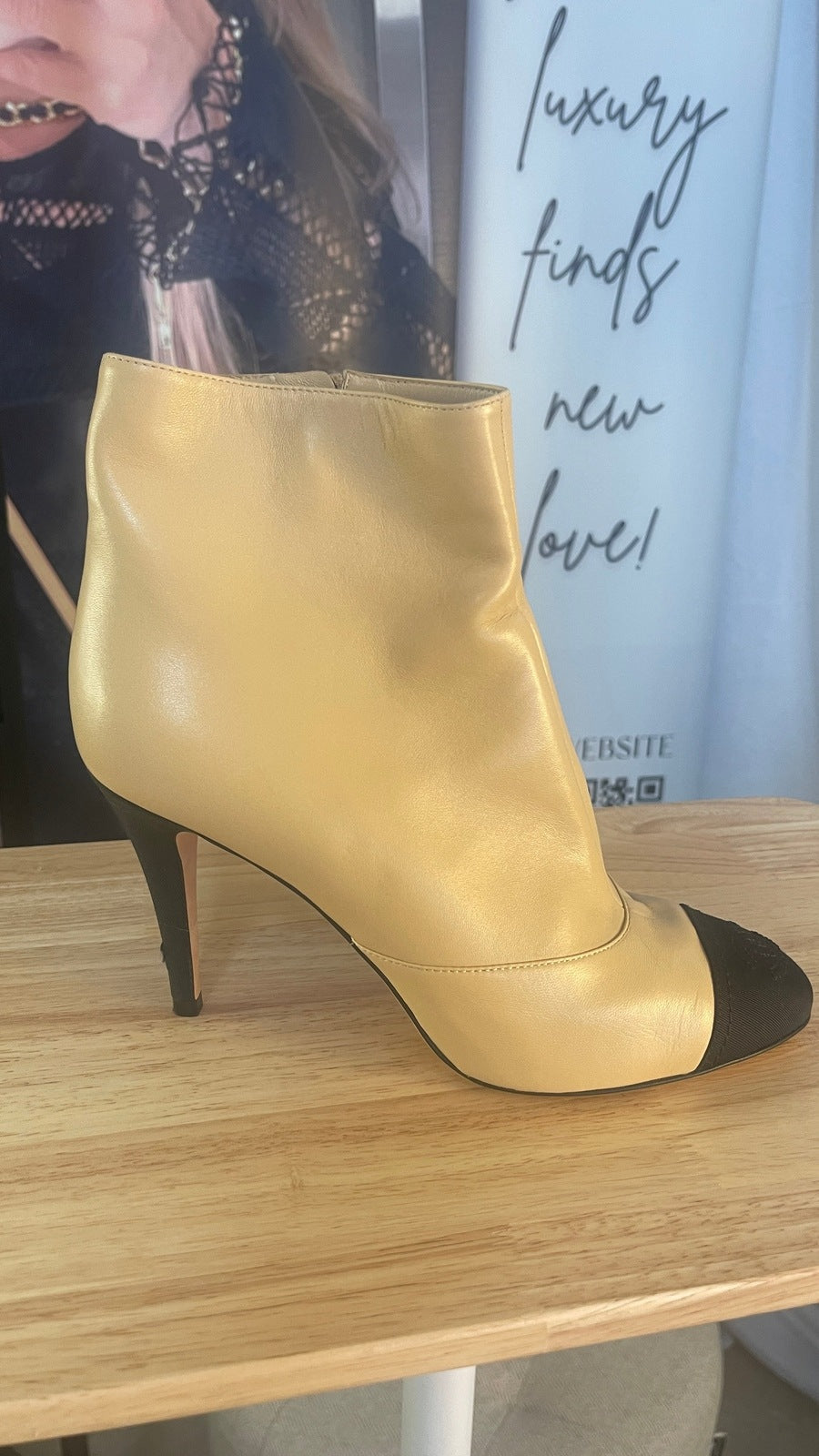 Chanel Beige cc Lambskin Boots - 38 EU
