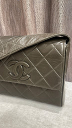 Chanel Vintage Lambskin Olive Green Crossbody Bag