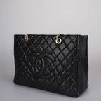 Chanel Grand Shopping Tote Black GST Bag in Caviar Leather with Gold Hardware