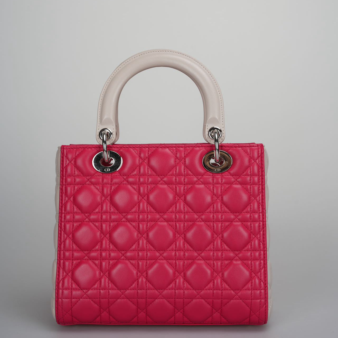Christian Dior Lady Dior Bag Cannage Medium Handbag in Lambskin Leather  Red White
