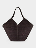 Dark Brown Calella Raffia Leather-Trimmed Tote Bag