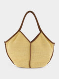 Natural and Chestnut Calella Soft Raffia Tote Bag