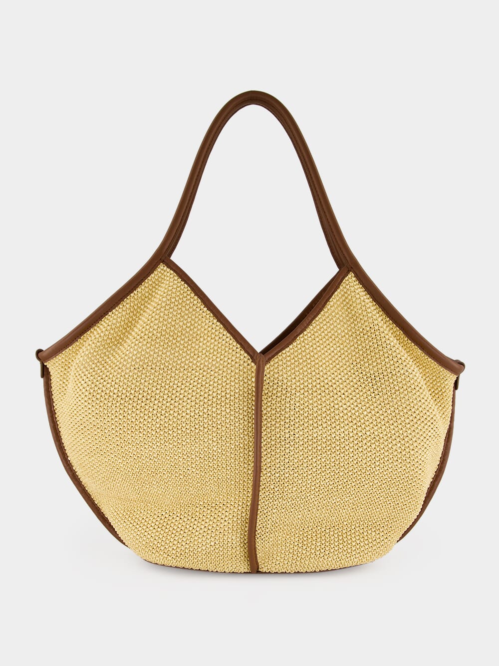 Natural and Chestnut Calella Soft Raffia Tote Bag