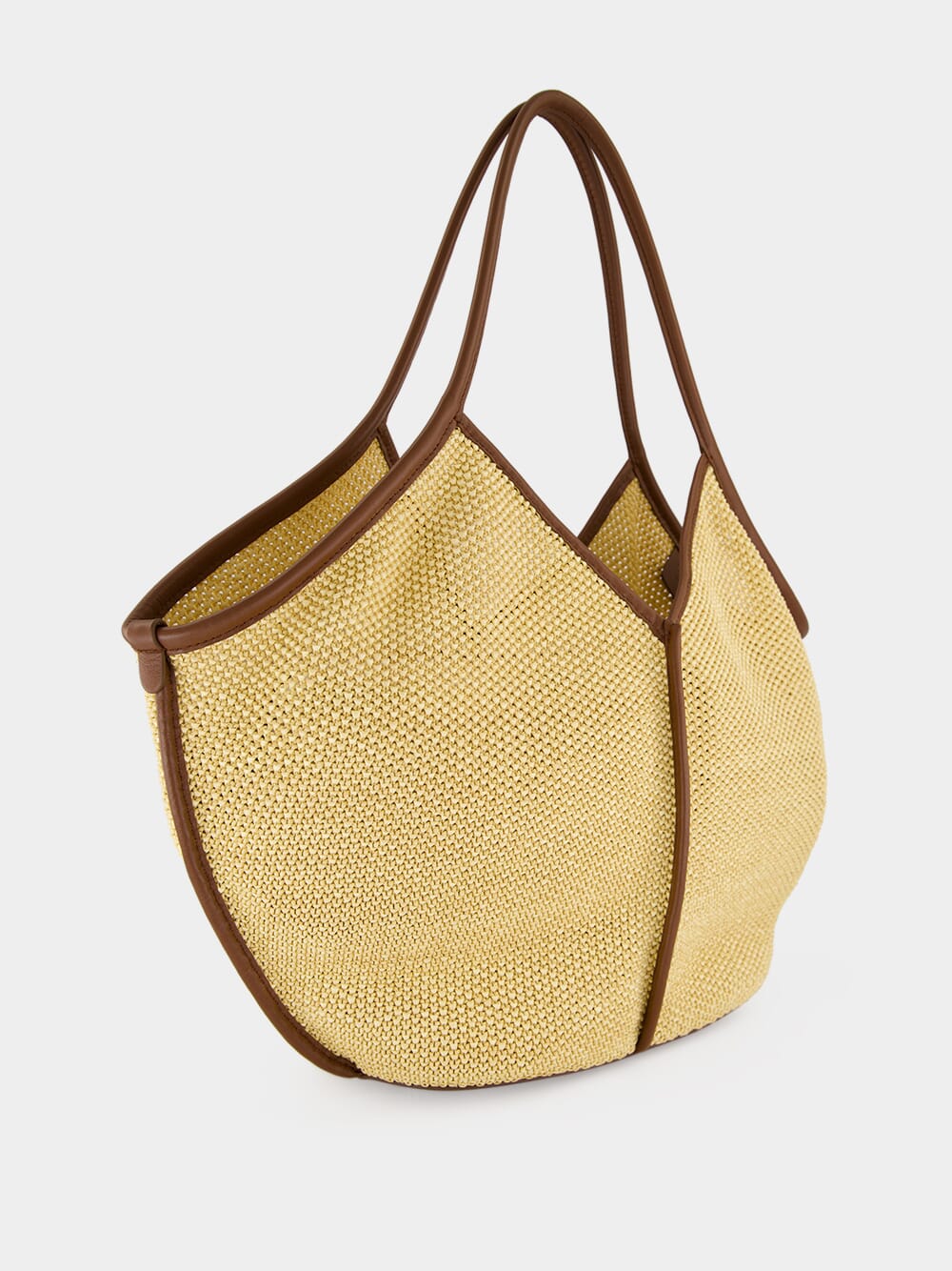 Natural and Chestnut Calella Soft Raffia Tote Bag