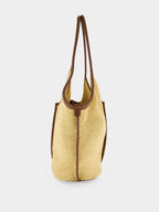 Natural and Chestnut Calella Soft Raffia Tote Bag