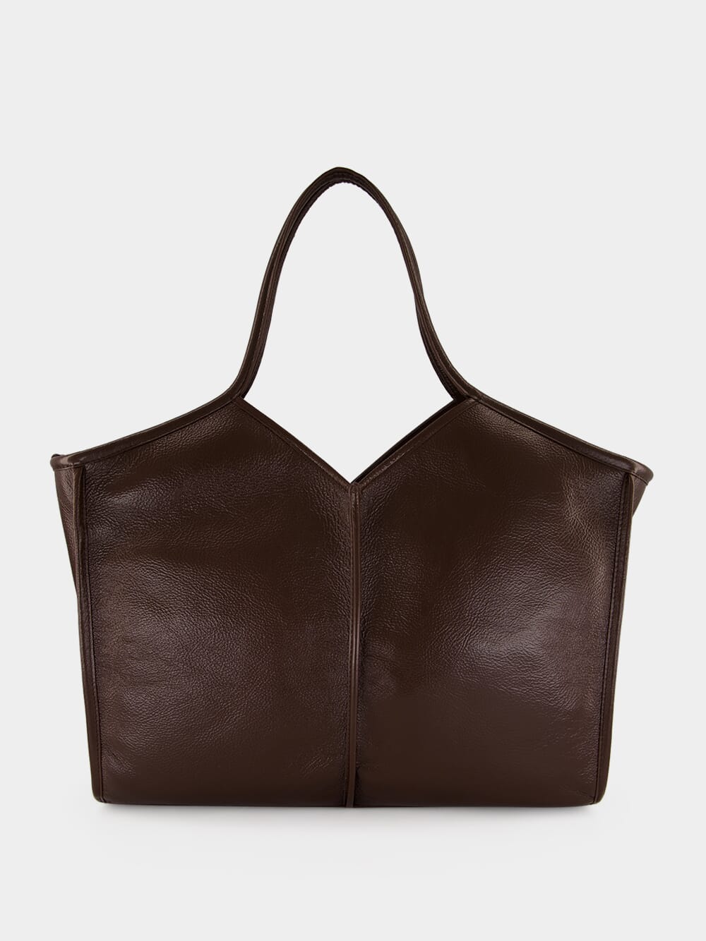 Dark Brown Calella Medium Grainy Leather Tote Bag