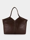 Dark Brown Calella Medium Grainy Leather Tote Bag