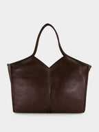 Dark Brown Calella Medium Grainy Leather Tote Bag