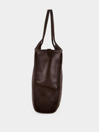 Dark Brown Calella Medium Grainy Leather Tote Bag
