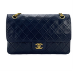 Chanel Black Vintage Medium Classic Double Flap Bag with 24K Gold Hardware