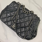 CHANEL LARGE LAVA CHAIN SHOULDER BAG IN SILVER GREY