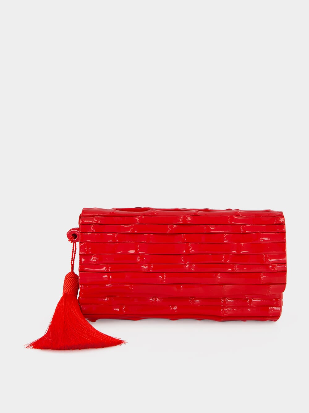 Gaya Lacquered Bamboo Clutch in Red
