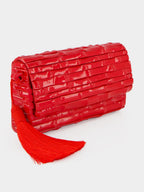 Gaya Lacquered Bamboo Clutch in Red