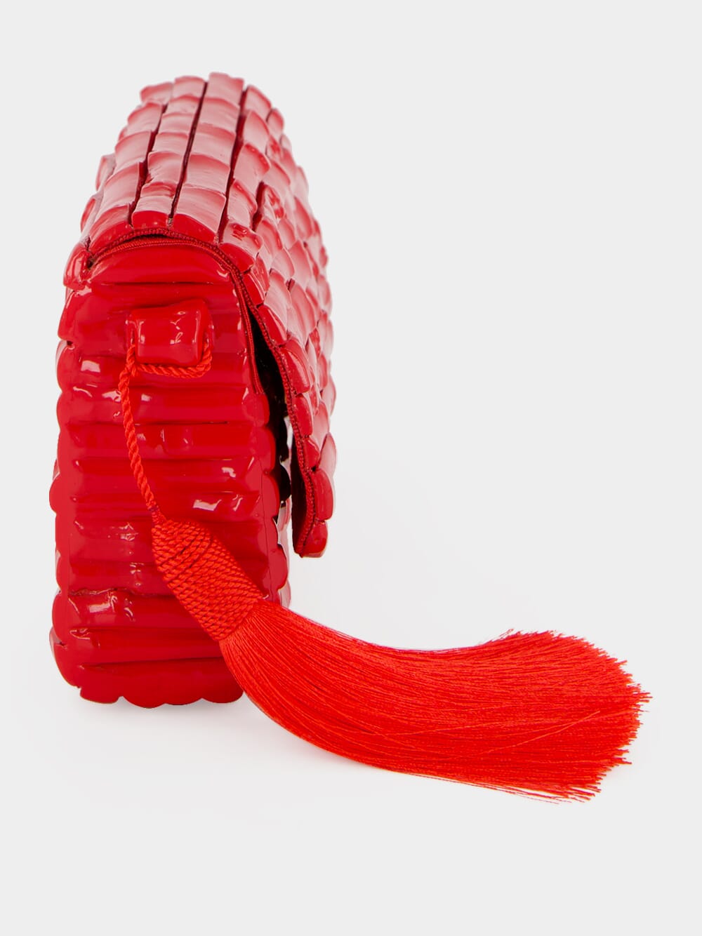 Gaya Lacquered Bamboo Clutch in Red
